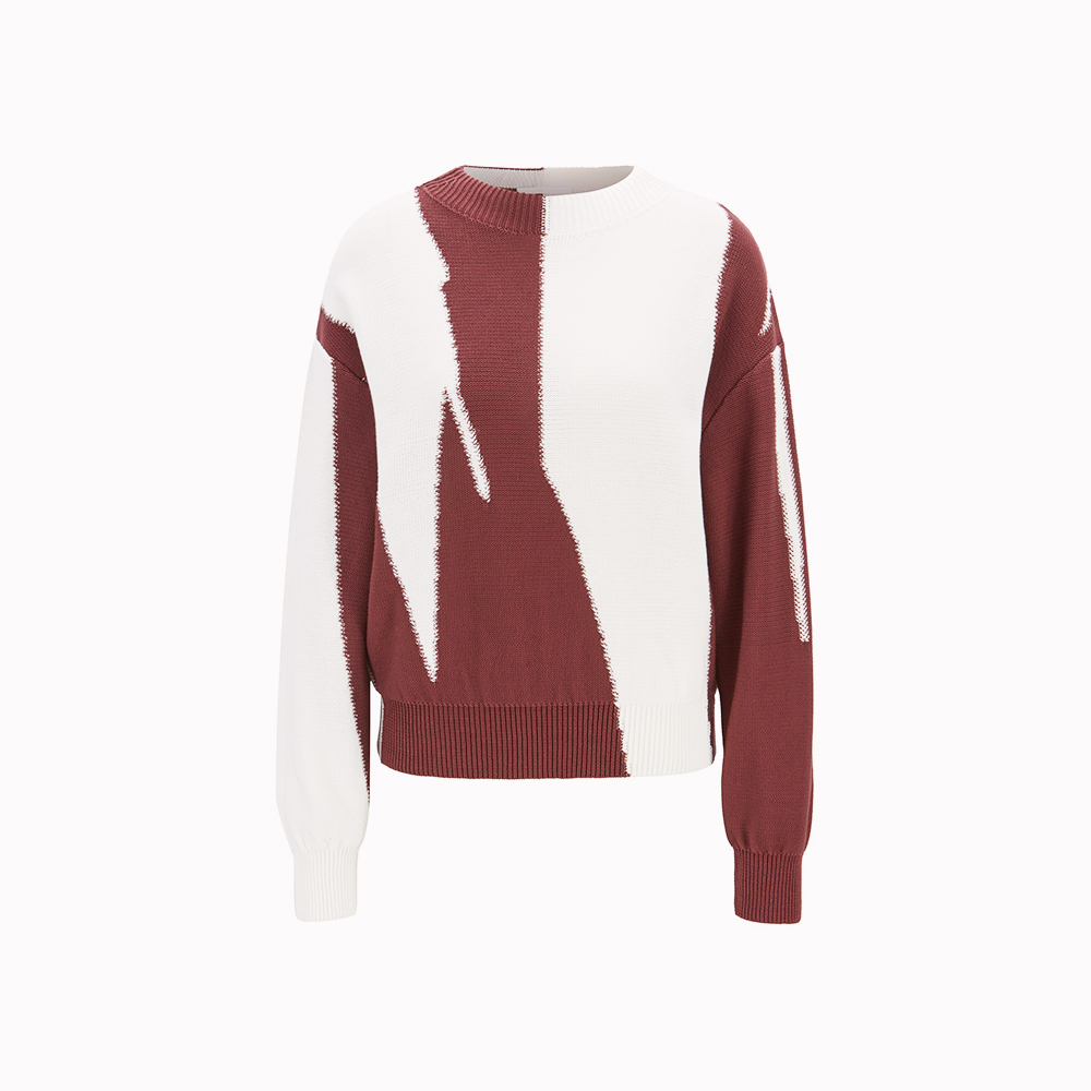 Intarsia color block sweater in cotton